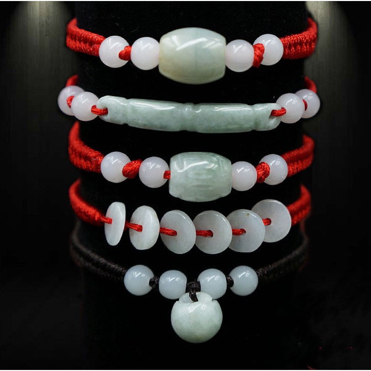 Vòng chỉ đỏ đính ngọc tự nhiên CD (Chọn mẫu)