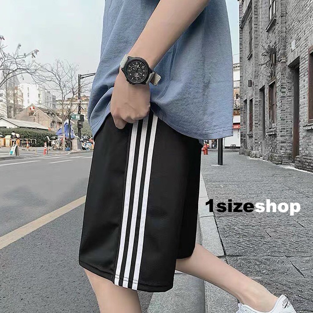 [Mã SR11JUNE5 giảm 20K đơn 50K] Quần đùi nam 3 sọc thể thao chất vải thun co giãn cạp cao ống rộng 1sizeshop