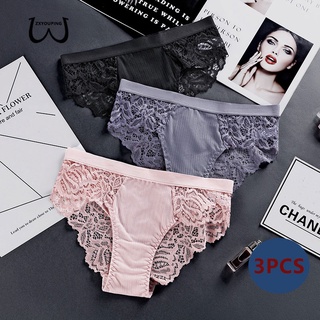 Zxyouping 3 Chiếc Mềm Ice Silk Mỏng Quần Lót Nữ Plus Size Quần Đùi Ren Gợi Cảm Rỗng Nóng Thấp Eo Quần Đùi Liền Mạch Thoáng Khí Thoải Mái Quần Lót Nữ Cám Dỗ S-XL