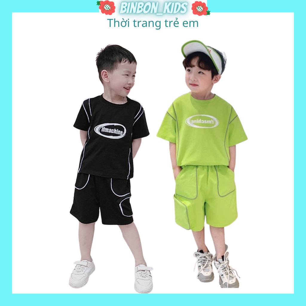 Đồ bộ hè thể thao bé trai Binbon-kids,  quần áo bé trai QATET02 chất cotton mềm cho bé từ 6-27kg
