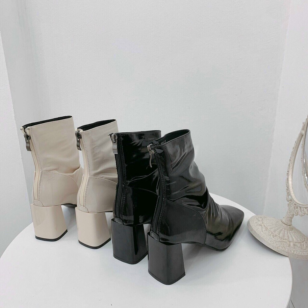 Boot Da Bóng Nữ Khóa Sau Gót Vuông 7Phân Fullbox -Giayxinhstore | BigBuy360 - bigbuy360.vn