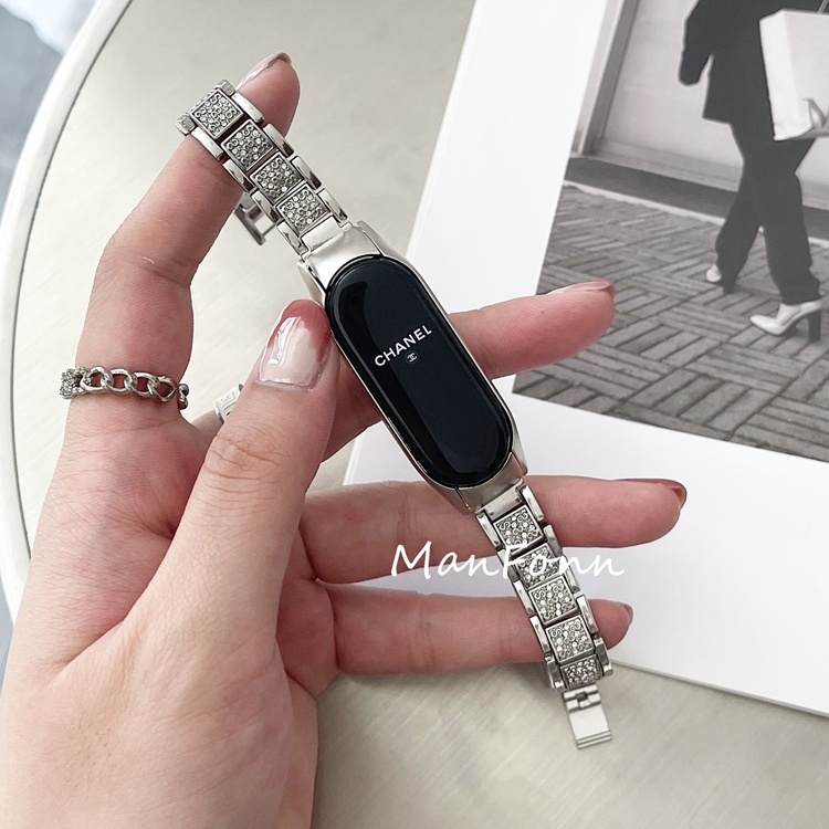 Dây đeo thay thế bằng thép không gỉ màu vàng hồng thời trang cho Xiaomi Band 3/4/5/6 Mi Band 4