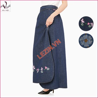 Váy chống nắng jean thêu họa tiết (bông ngẫu nhiên)
