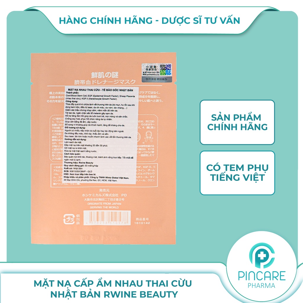 Mặt nạ nhau thai cừu Nhật Bản Rwine Beauty Stem Cell Placenta Mask  - Hàng chính hãng - Nhà thuốc PinCare