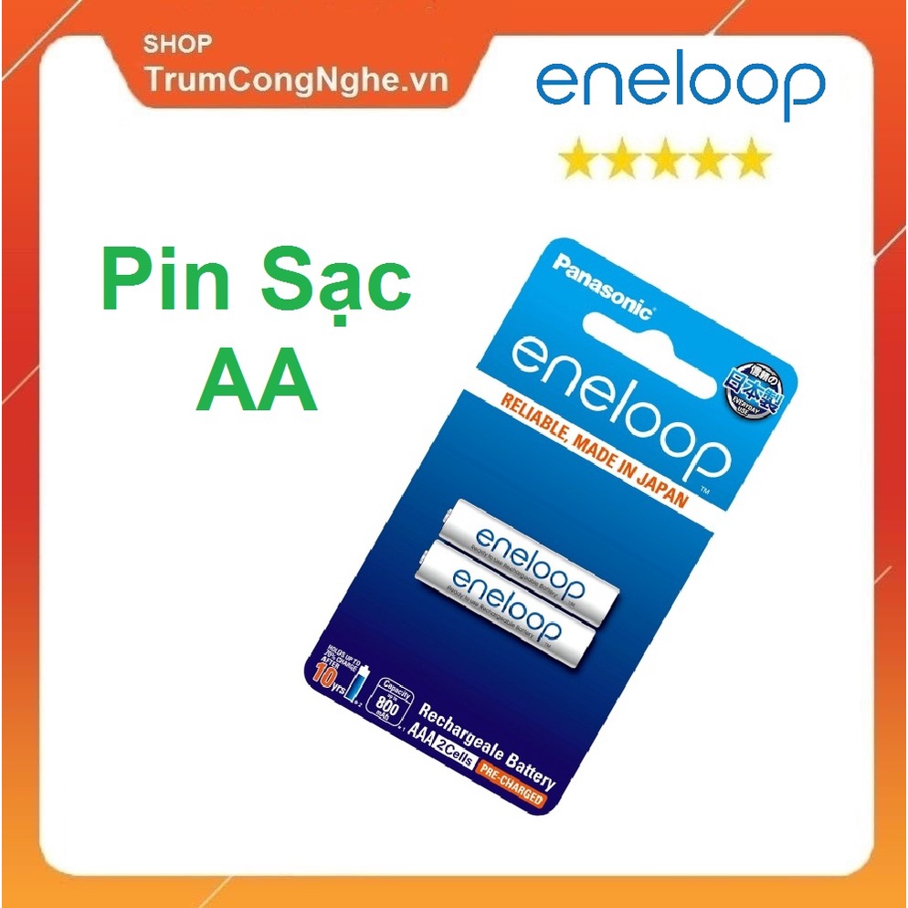 Vỉ 2 pin sạc AA Eneloop 1900mAh BK-3MCCE/2NT (Trắng)