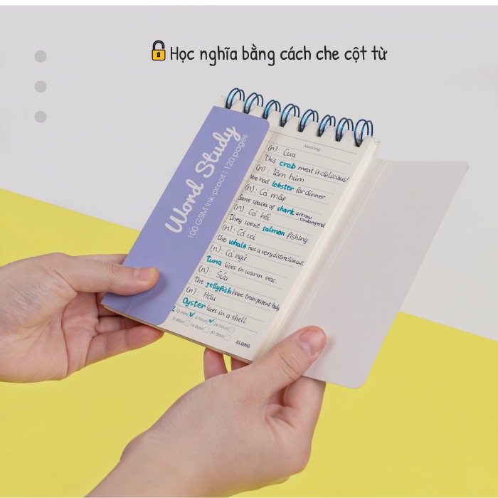 Sổ tay học từ vựng Klong Word Study khổ A6 120 trang bìa màu pastel siêu cute-916