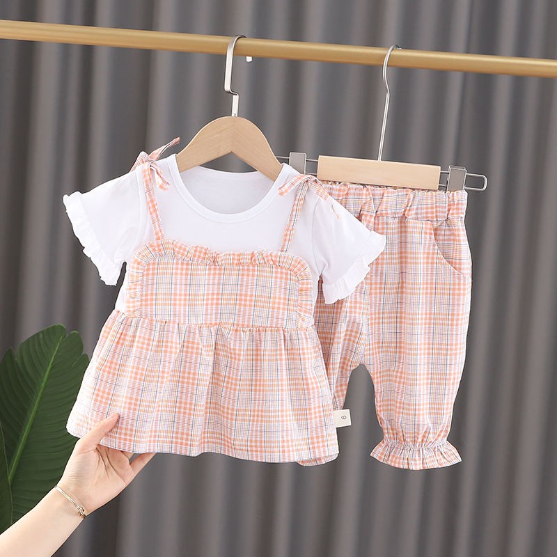 Female Baby Suit bé một tuổi 3 gái 2 ngày tết thiếu nhi quần áo trẻ em phong cách phương TâyV