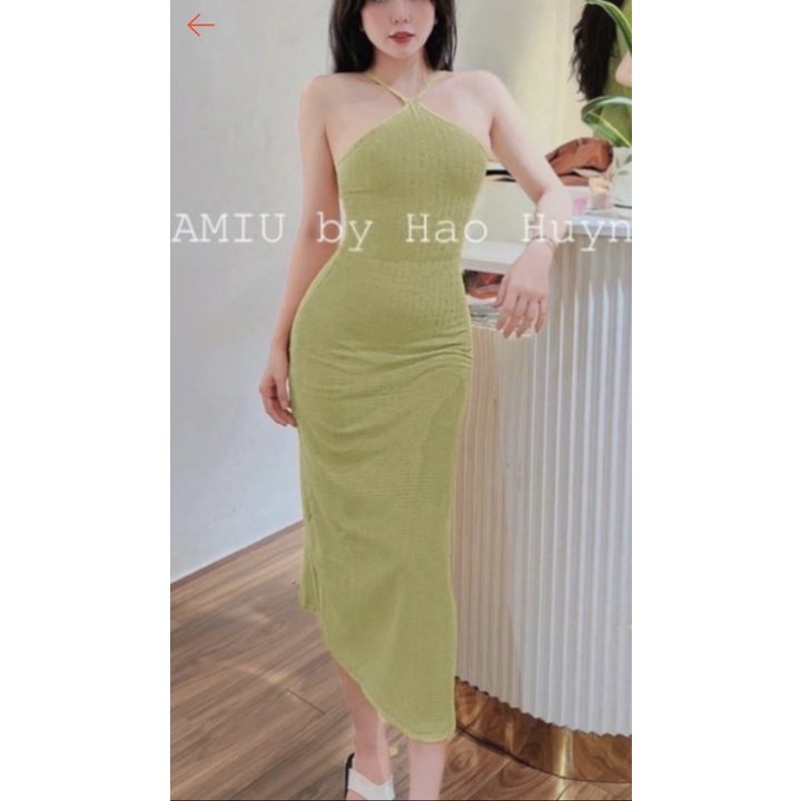 Đầm ôm body cổ yếm from dài chất vải Xốp dày dặn, xịn sò, Hót Hít cam kết hàng y hình
