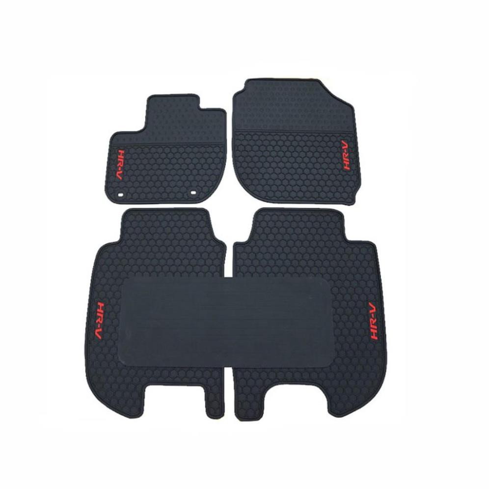 Thảm lót sàn cao su 3D cho xe Honda HRV 2018-2023 không mùi, dễ vệ sinh-Mẫu 3 tổ ong chữ đỏ