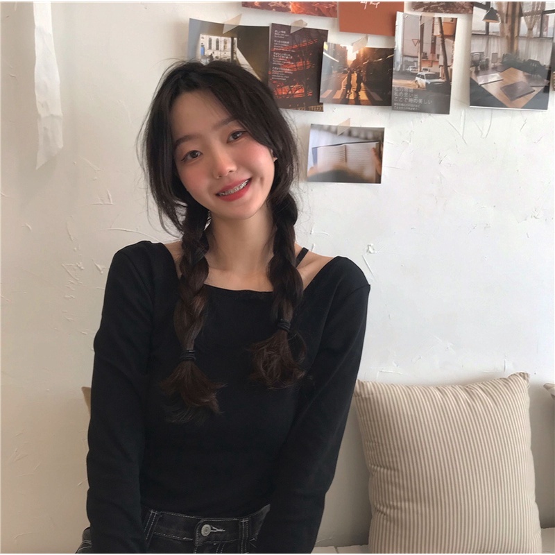 Áo Thun Tay Dài Trễ Vai Thời Trang Mùa Thu Cho Nữ