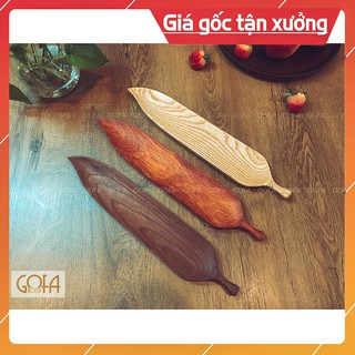 [XẢ KHO] Khay gỗ decor trang trí hình lá lúa, làm từ gỗ tự nhiên cao cấp gỗ óc chó, tần bì, gõ đỏ - GOFA GK007