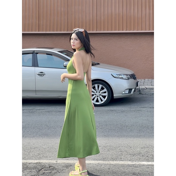 Beachclub-đầm thun cổ đổ Lina