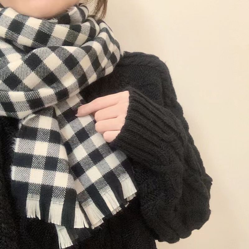 Khăn Choàng Cổ Giữ Ấm Phong Cách Retro Hàn Quốc Cho Nữ