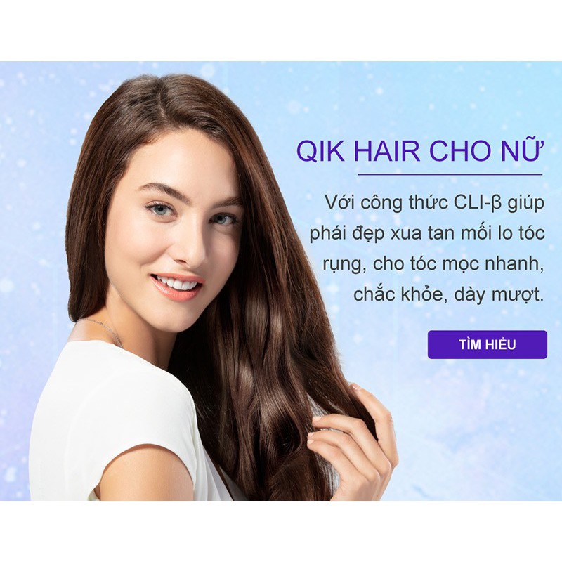 QIK HAIR - Cải thiện tình trạng rụng tóc cho cả nam và nữ, Ngăn ngừa tình trạng rụng tóc, hói đầu (Lọ 30 viên)