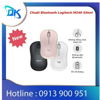 Chuột Bluetooth Logitech M240 Silent - Không dây, Nhỏ gọn, Tương thích Windows, macOS, ChromeOS -Hàng Chính Hãng