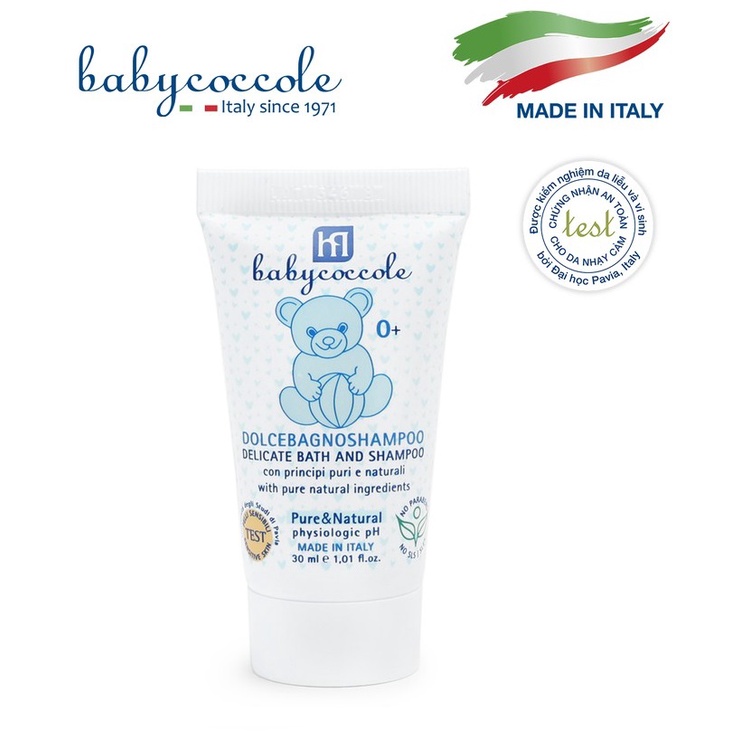 Sữa tắm gội cho bé chiết xuất hoa sen Babycoccole 30ml 0M+