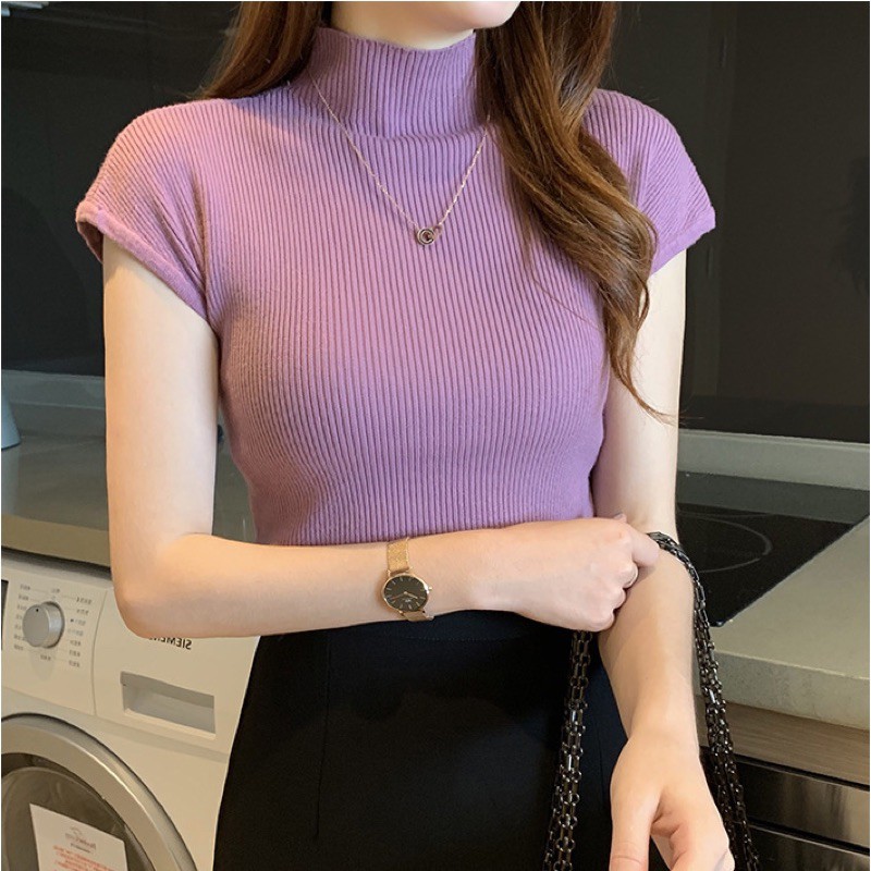 Áo len tay hến cổ 3 phân nữ tính