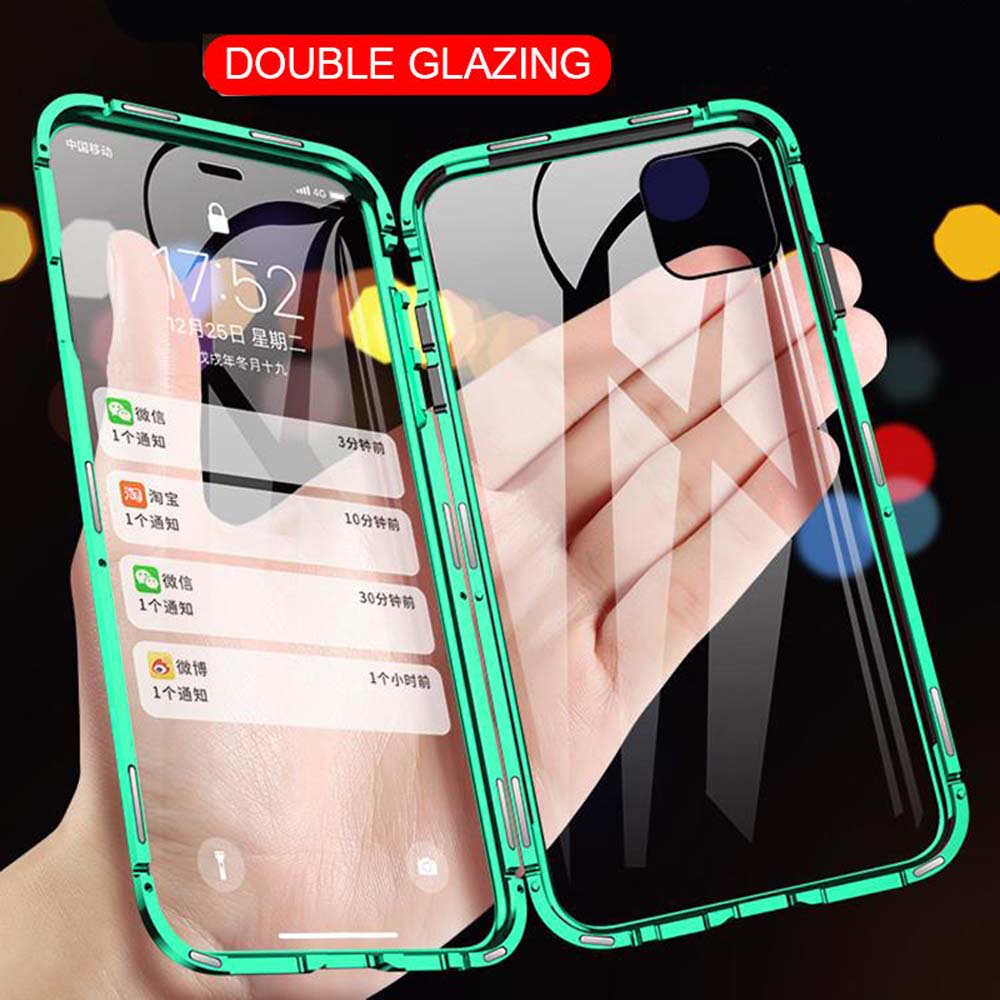 Ốp Điện Thoại Kính Cường Lực 2 Lớp Trong Suốt Bảo Vệ Toàn Diện Cho Iphone 12 Pro Max