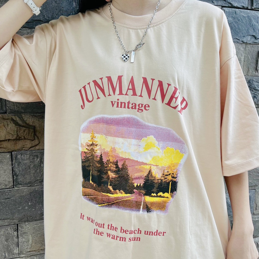 Áo thun tay lỡ in chữ JUNMANER Vintage ❤️ Áo phông oversize form rộng unisex nam nữ - A15 - Happy Style
