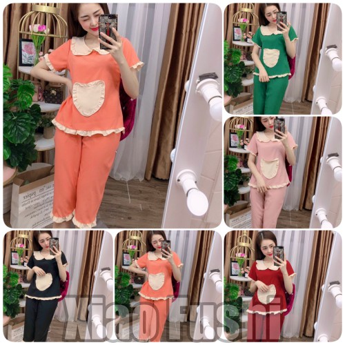 Đồ bộ mặc nhà, đồ bộ kiểu tiểu thử đẹp, set bộ đồ mặc nhà chất lụa mềm áo tay lỡ quần lửng dễ thương