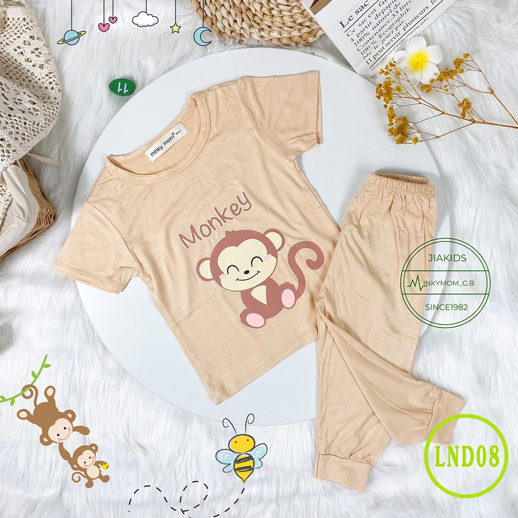 [LND08] Bộ Cộc Tay, Quần Dài Thun Lạnh MINKY MOM CÓ SIZE ĐẠI In Hình Dễ Thương Mềm Mịn Thoáng Mát, Hàng Chuẩn Đẹp Cho Bé