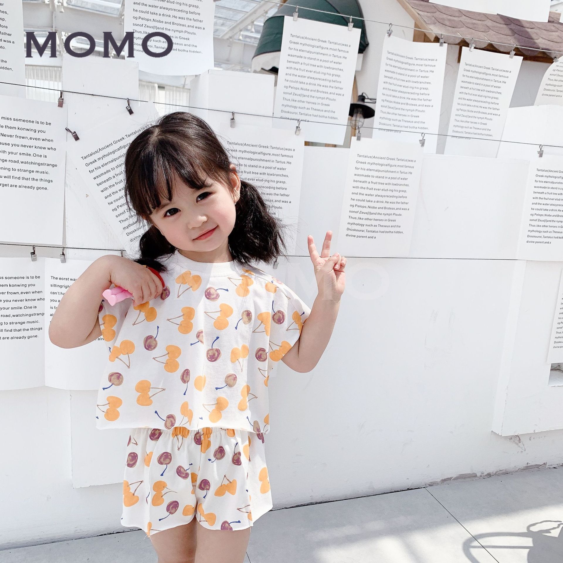 Bộ Áo Thun In Hình Cherry + Quần Short Cho Bé 1-8 Tuổi