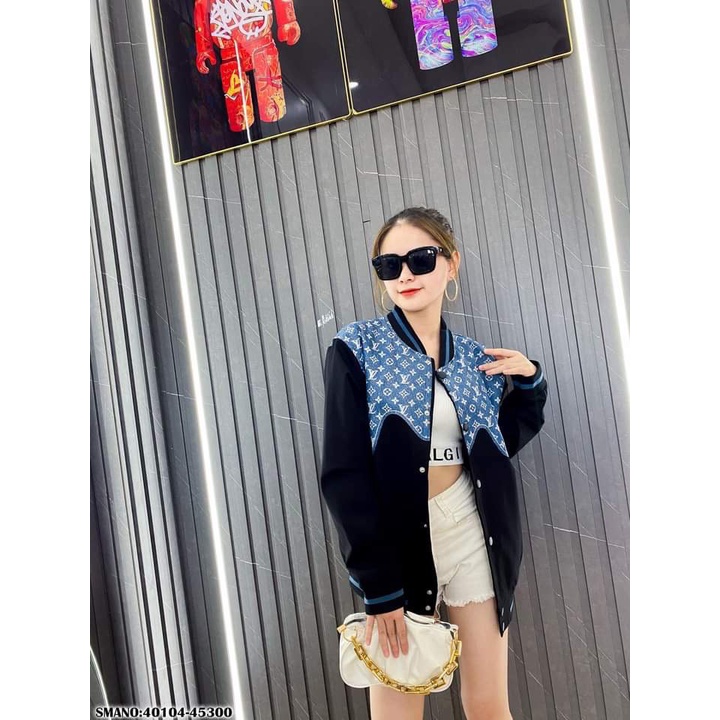 Áo khoác Bomber  Họa tiết in vai L.V ÁO Bomber nam nữ Chất nỉ đẹp, mặt siêu mịn, Fom thụng