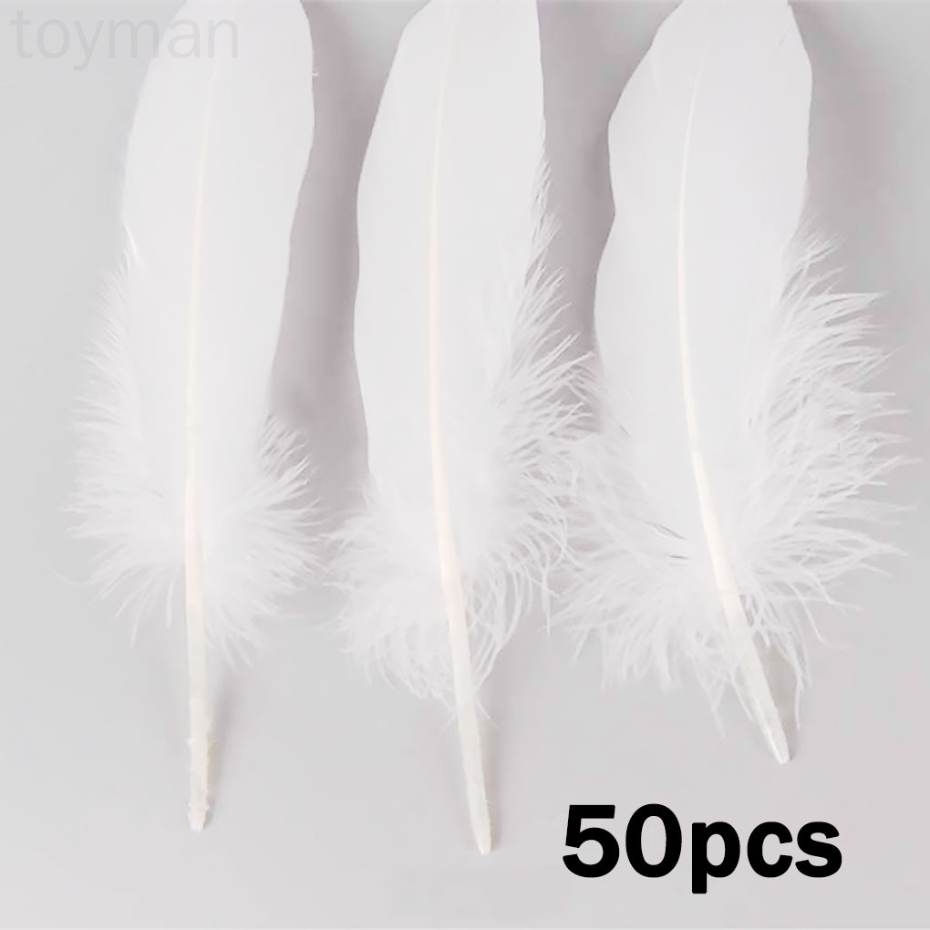 Bộ 50 lông vũ được làm từ lông ngỗng màu trắng trang trí tiệc cưới 15-20cm