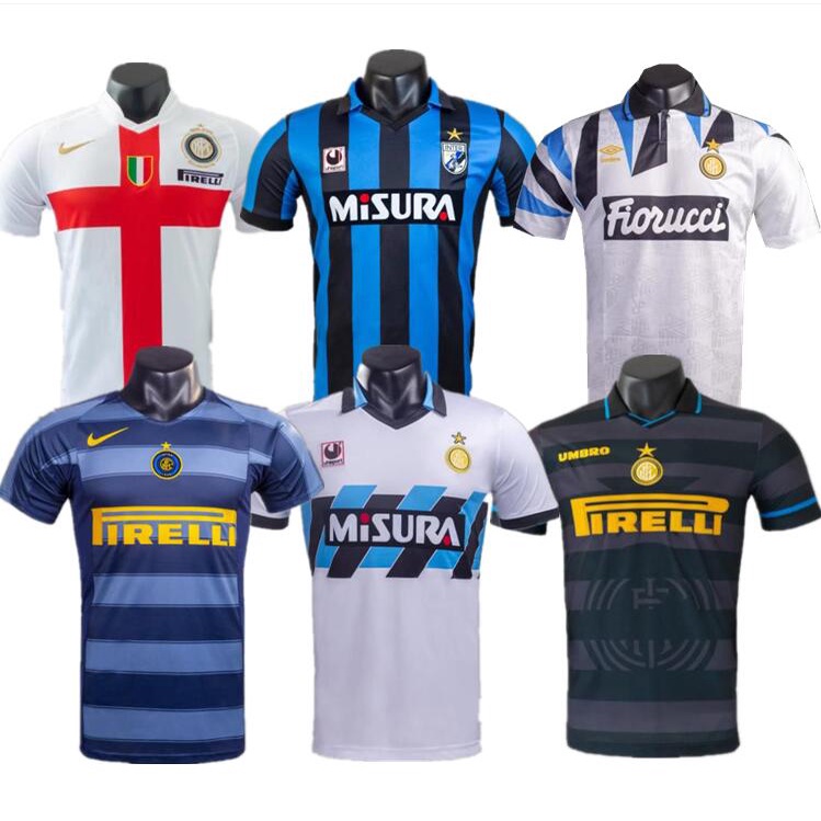 Áo đấu cổ điển chất lượng hàng đầu 07 / 08 88 / 90 92 / 93 94 / 95 04 / 05 Áo bóng đá Inter Áo sơ mi nam Áo bóng đá