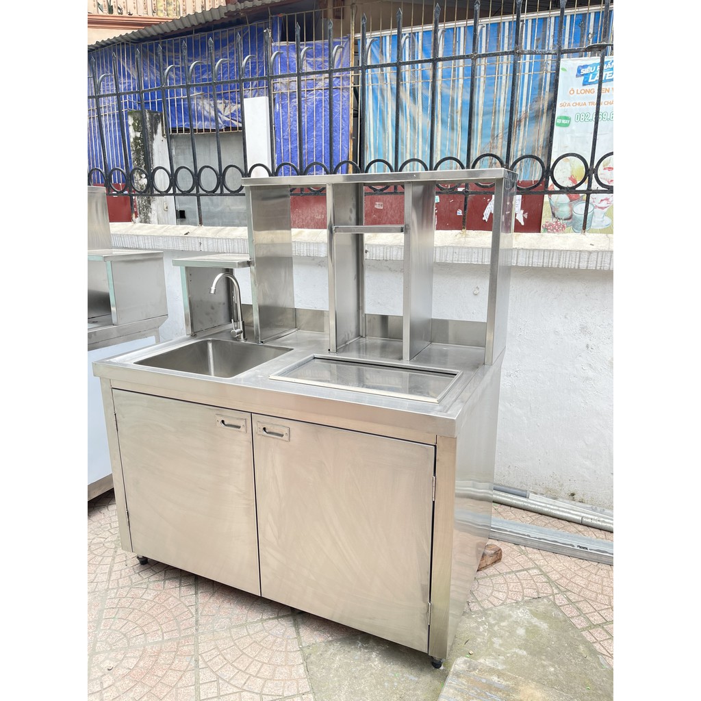 Quầy inox, quầy pha chế, quầy trà chanh 1m2 bảo hành 12 tháng giá tại xưởng