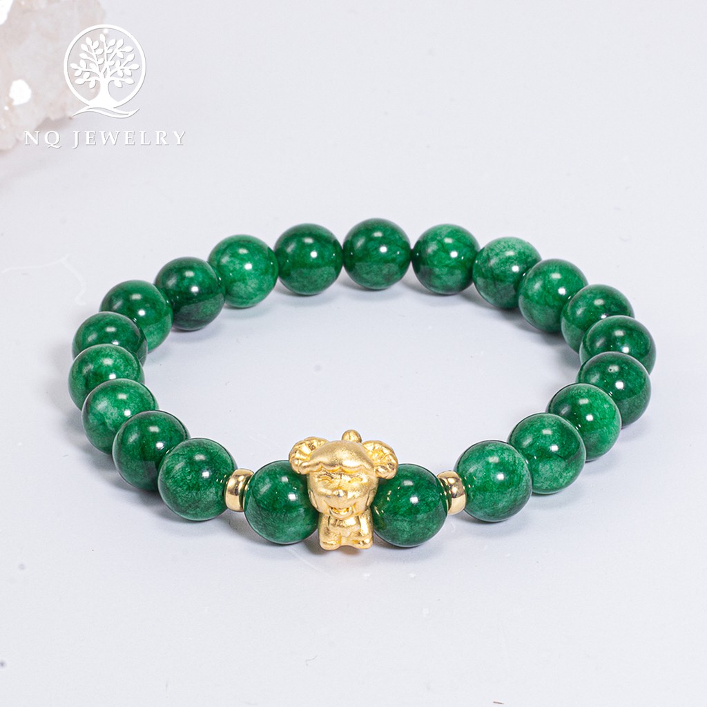 Vòng tay xanh lá charm 12 con giáp - NQ Jewelry
