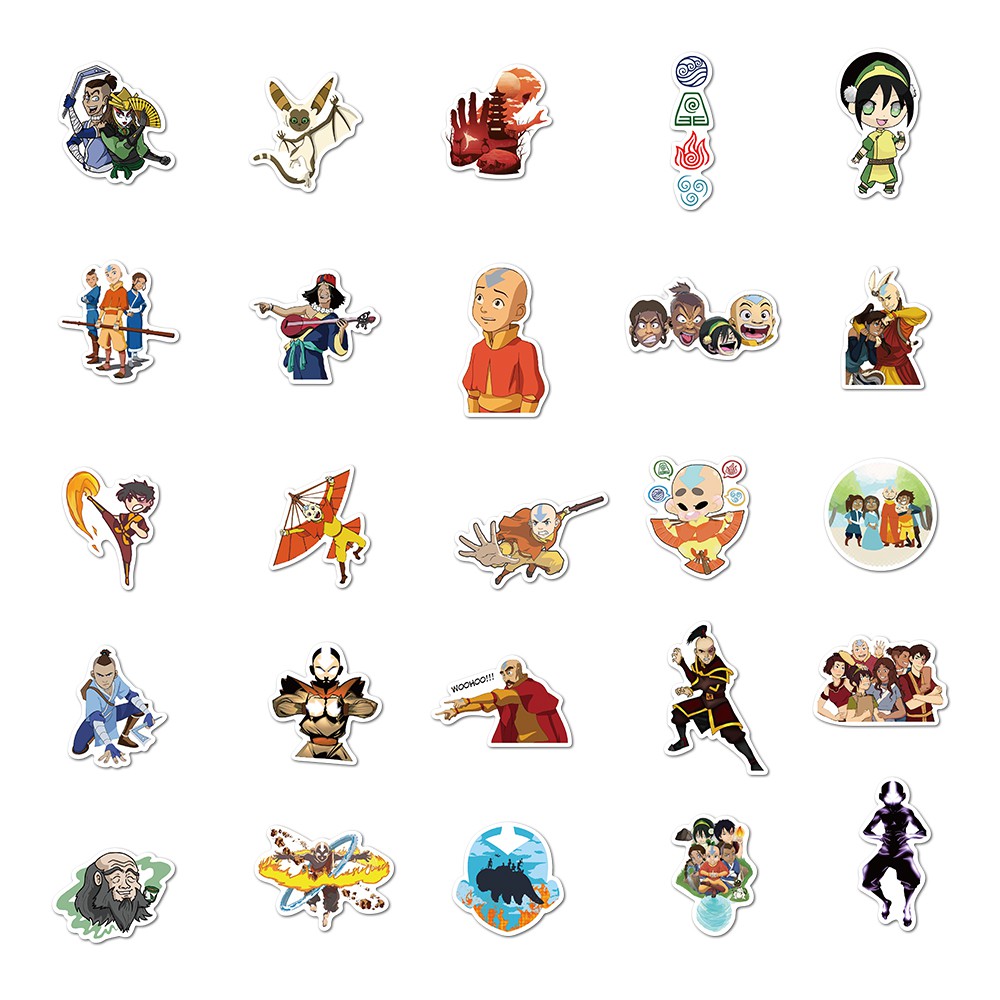50PCS Cartoon TV Avatar The Last Airbender Stickers Skateboard Guitar Graffiti Luggage Motorcycle DIY Decals Stickers
