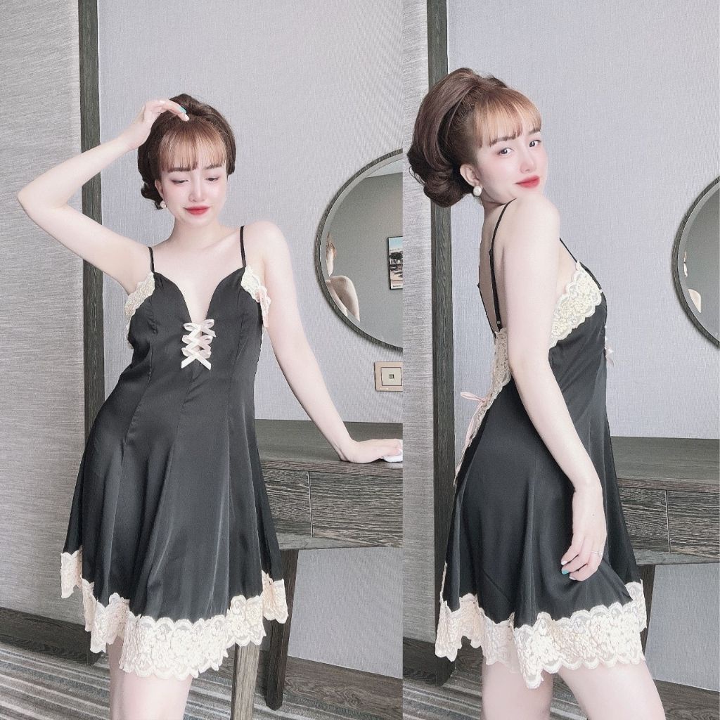 Váy ngủ sexy ❣️FREE SHIP❣️ Đầm ngủ sexy lụa Latin Chất Siêu Mát Dáng Siêu Xinh &lt; 62kg