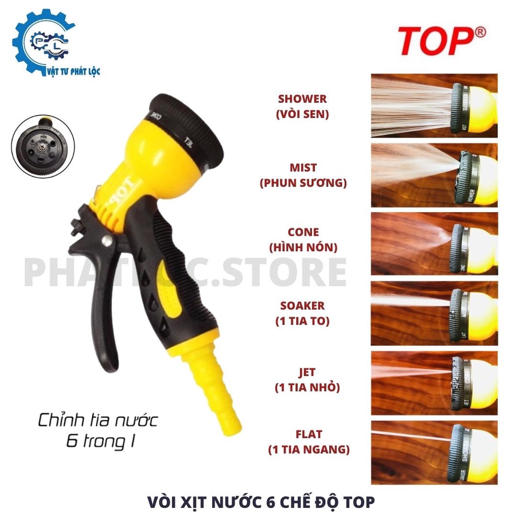 Vòi xịt rửa xe đa năng TOP cao cấp – điều chỉnh 6 chế độ