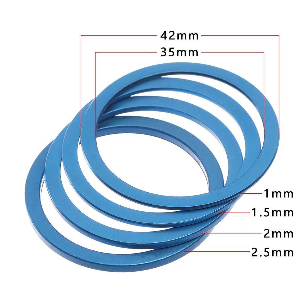 Set 5 Vòng Đệm Trục Giữa Xe Đạp 1~2.5mm Bằng Hợp Kim Nhôm Nhiều Màu Chất Lượng Cao