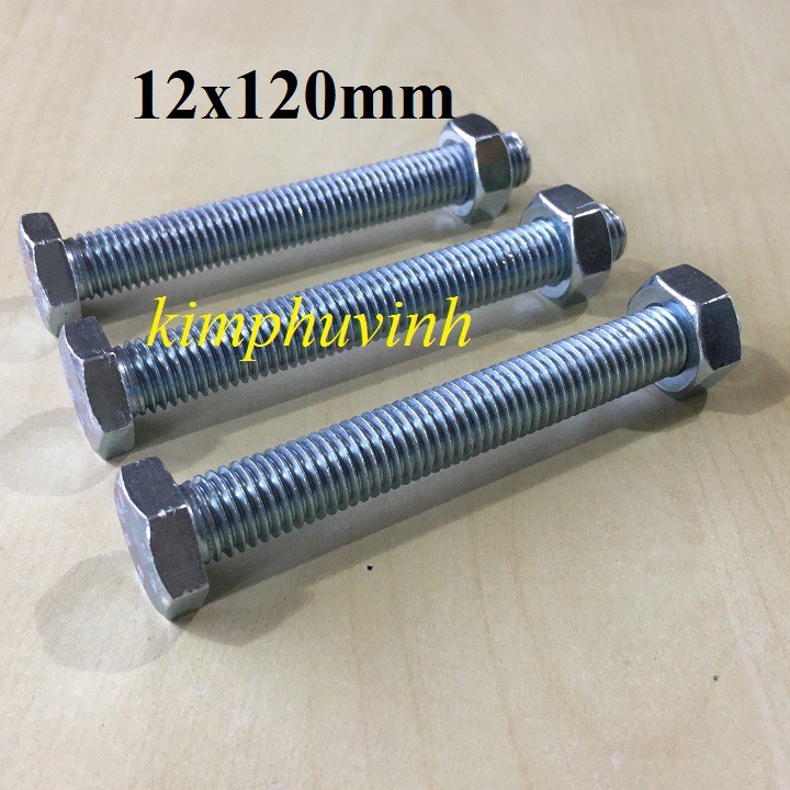 5 BỘ -  M12x120mm BULONG 12li - ỐC BULON 12li