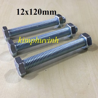 5 BỘ -  M12x120mm BULONG 12li - ỐC BULON 12li