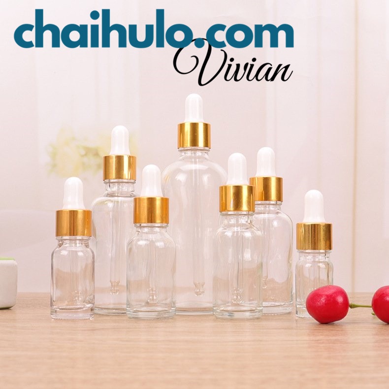 50ML - Lọ Chiết Mỹ Phẩm Lọ Chiết Serum Mini Chai Lọ Thủy Tinh Đựng Tinh Dầu Màu Nâu/Trong Suốt Nắp Bóp Đen/Vàng Nhỏ Giọt