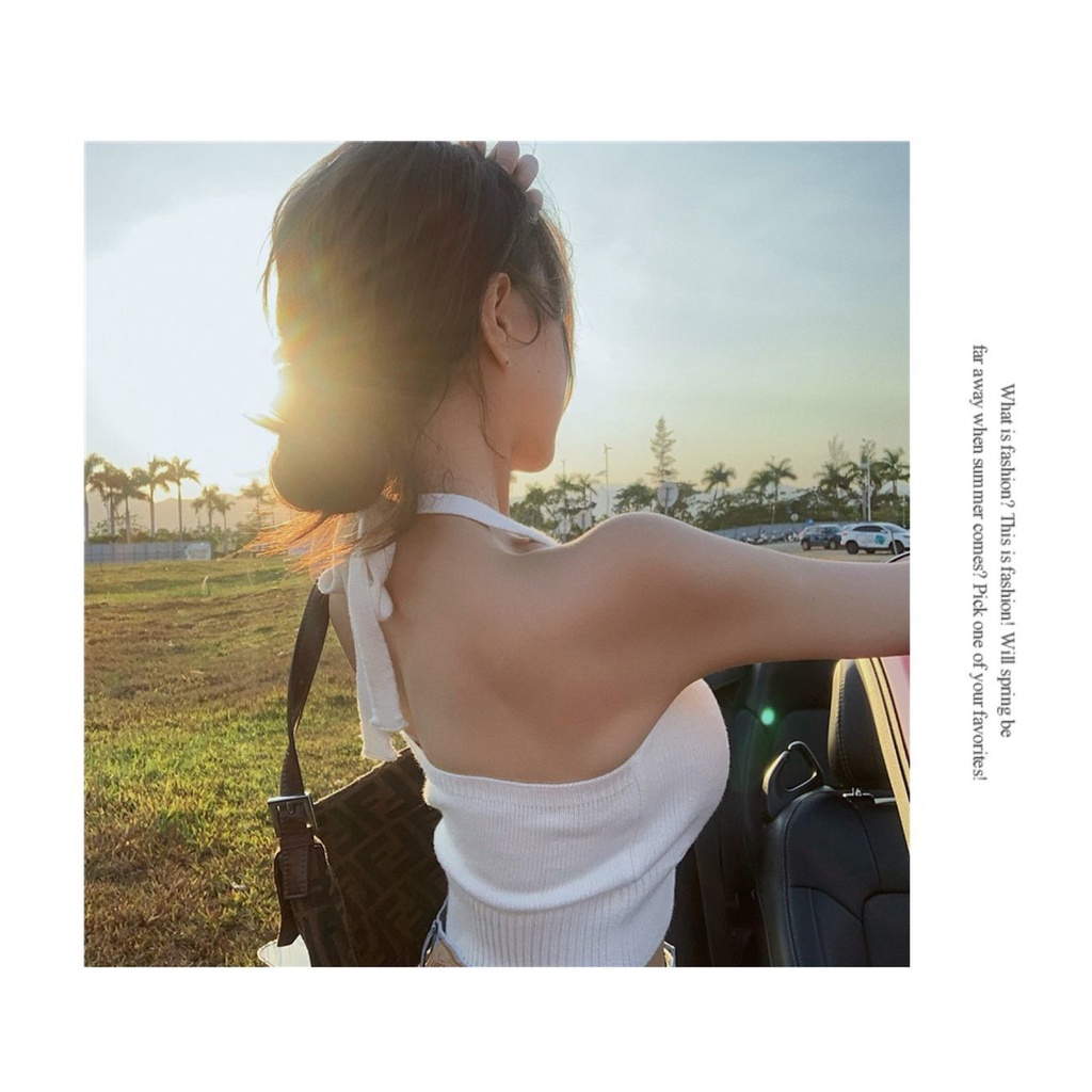 Áo dệt kim hai dây cổ chữ V thời trang mùa hè trẻ trung gợi cảm dành cho phái nữ