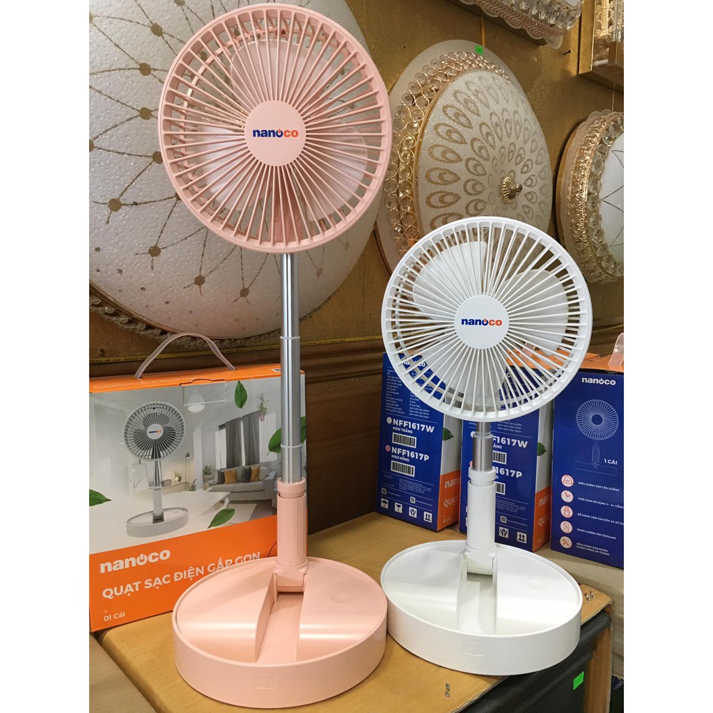 Quạt Sạc Tích Điện Gấp Gọn NFF1617P Siêu Mát Không Ồn NANOCO