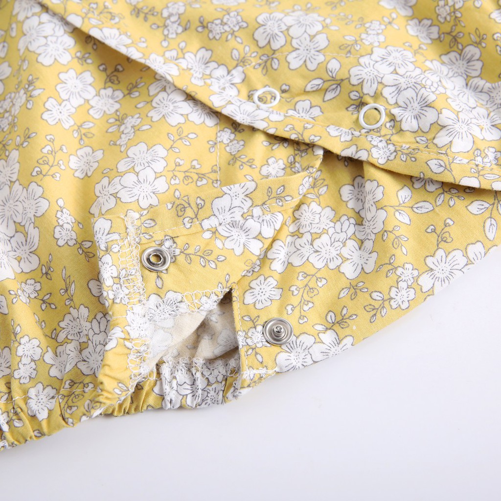 Áo Liền Quần Sanlutoz Họa Tiết Hoa Vàng Thời Trang Mùa Hè Dành Cho Bé