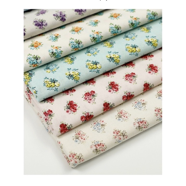 YHD-26 Vải cotton 100% tự nhiên🍒Chuanshui🍒khổ vải 110cm, chùm hoa nhí - handmade, quilt, may quần áo, túi, mũ cao