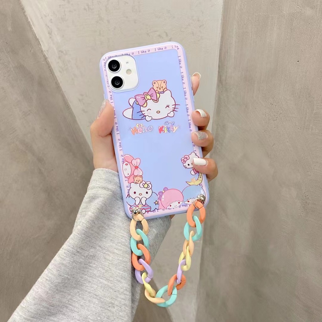Ốp Lưng In Hình Mèo Kitty Có Dây Đeo Cho Samsung S21 S20 Fe Note 20 Ultra 10 Plus A11 A31 A51 A71 A52 A72 A10 A20 A30 A50 A50S A30S A70