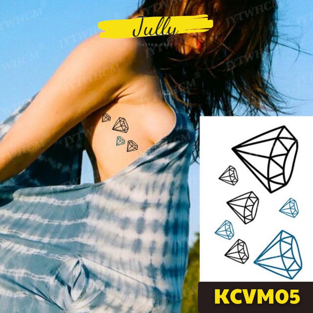 Hình xăm dán kim cương, vương miệng mini JULLY Tattoo chất, miếng dán chống nước, xăm tạm thời 15 ngày