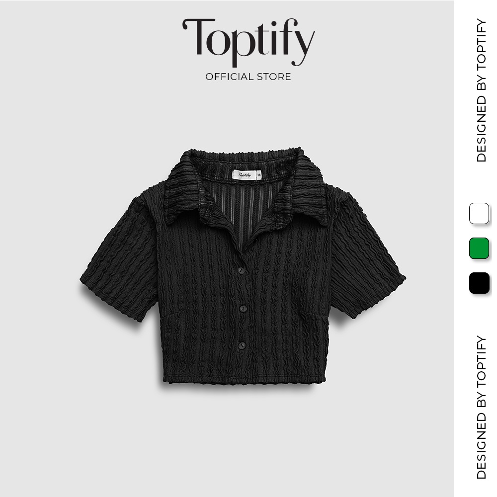 Áo croptop nữ sơ mi tay ngắn TOPTIFY kiểu vải thun họa tiết Ceylon Top AC42