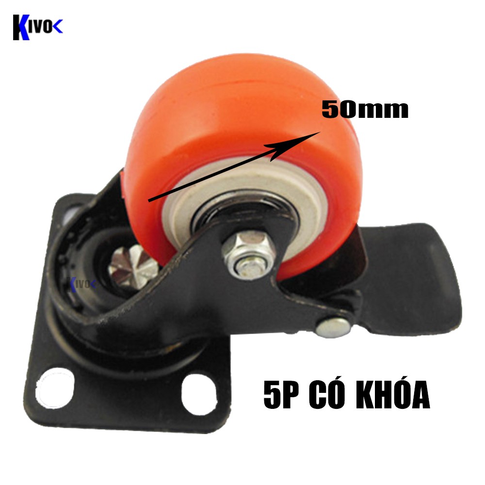 Bánh Xe Đẩy Hàng - COMBO 2 Bánh Nhựa SK CAO CẤP  Có Khóa Chịu Lực Tốt NHIỀU SIZE 4P 5P 8P - Bánh Xe Ghế Xoay - Kivo