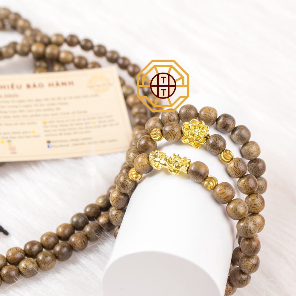 Vòng Trầm Hương Tốc [TẶNG TÚI GẤM] có Mix Tỳ Hưu Hoa Sen, Vòng Tay Phong Thuỷ Chuỗi Tràng 108 Hạt  - Phong Thuỷ Tây Tạn