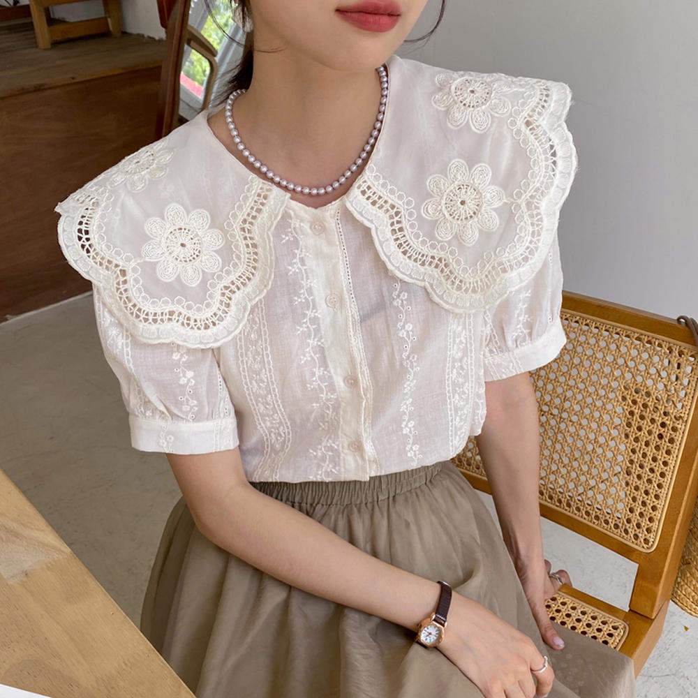 Áo Sơ Mi Ngắn Tay Thêu Ren Phong Cách Mới 50577