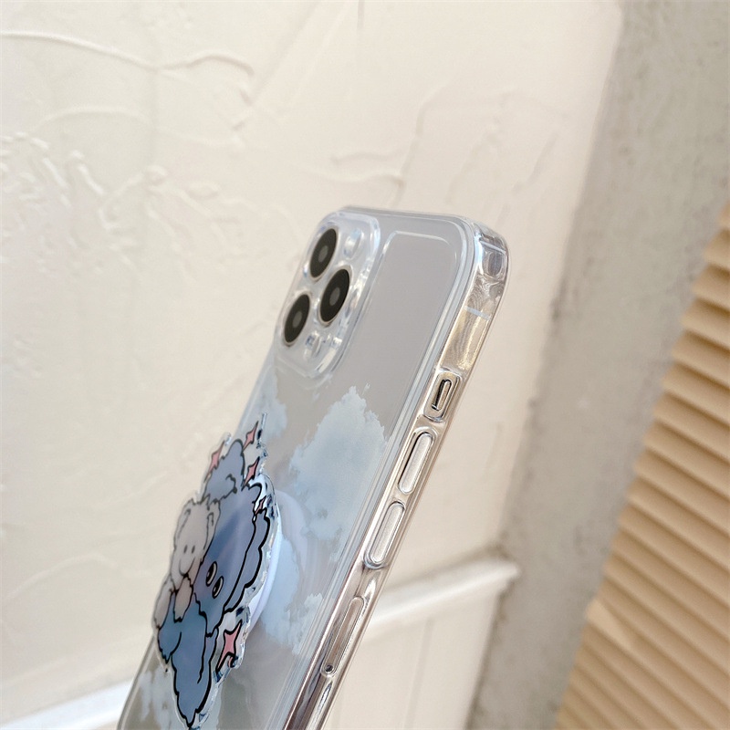 Ốp Điện Thoại Hình Chú Voi Trắng Có Giá Đỡ Cho Iphone 7 8 PLUS X XR XS 11 12 13 PRO MAX SE 2020