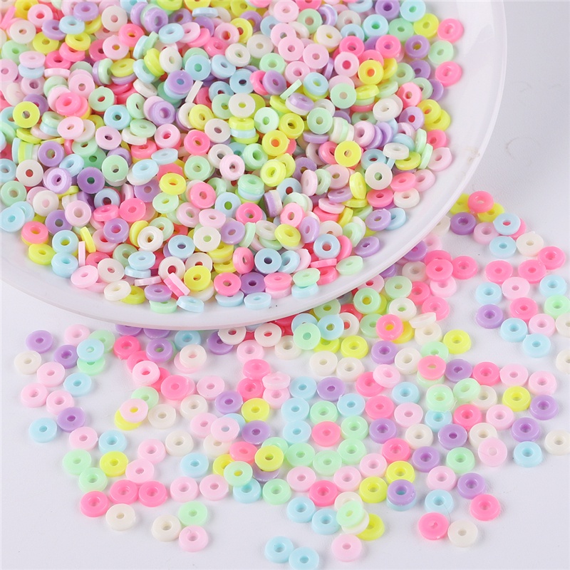 830 Hạt nhựa tròn dẹt xỏ lỗ 6mm làm trang sức / vòng tay thủ công